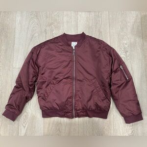Hippie Rose Burgundy Bomber Jacket - Satin Finish